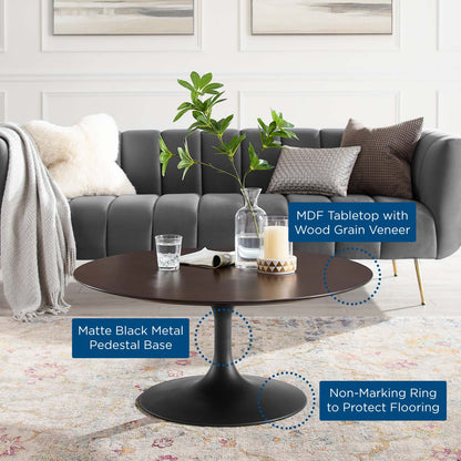 Lippa 36" Wood Coffee Table, Wood, Metal Steel, Black Dark Brown, 20671