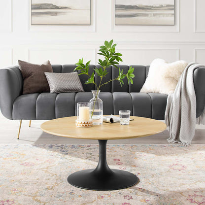 Lippa 36" Wood Coffee Table, Wood, Metal Steel, Balck Brown Natural, 20672