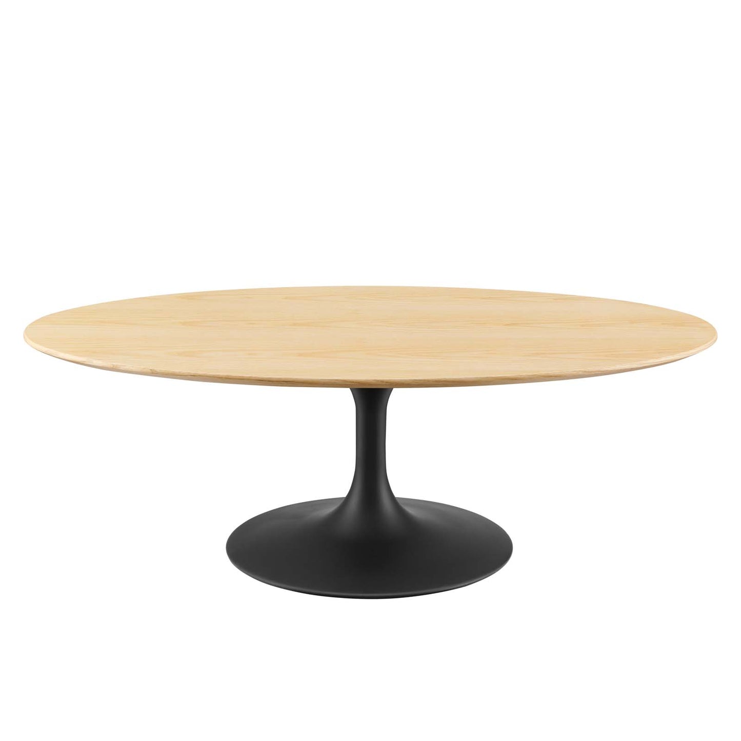 Lippa 48" Wood Oval Coffee Table, Wood, Metal Steel, Balck Brown Natural, 20674