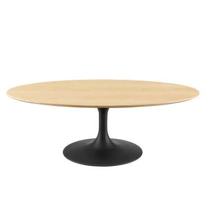 Lippa 48" Wood Oval Coffee Table, Wood, Metal Steel, Balck Brown Natural, 20674