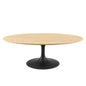 Lippa 48" Wood Oval Coffee Table, Wood, Metal Steel, Balck Brown Natural, 20674