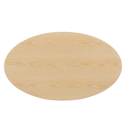 Lippa 48" Wood Oval Coffee Table, Wood, Metal Steel, Balck Brown Natural, 20674