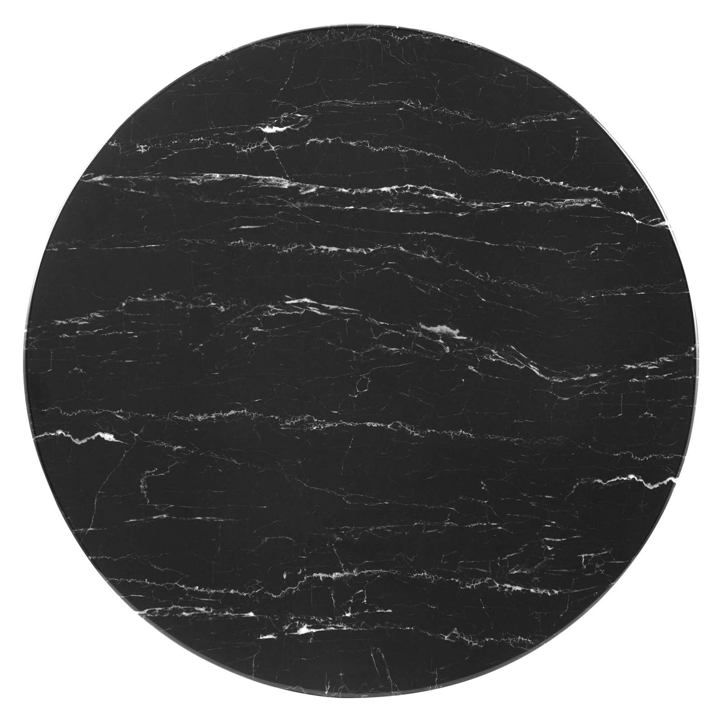 Lippa 36" Round Artificial Marble Coffee Table, Artificial Marble, Metal Steel, Black, 20675