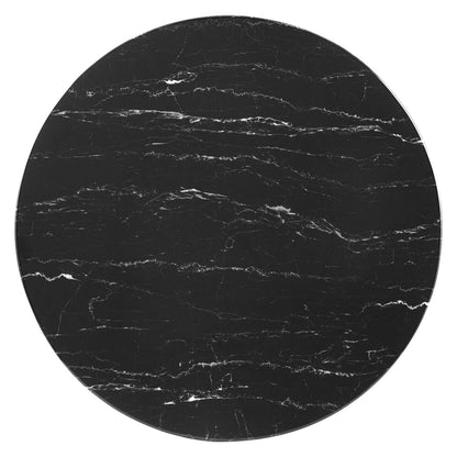 Lippa 36" Round Artificial Marble Coffee Table, Artificial Marble, Metal Steel, Black, 20675
