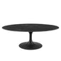 Lippa 48" Oval Artificial Marble Coffee Table, Artificial Marble, Metal Steel, Black, 20677