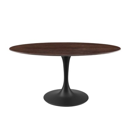 Lippa 60" Wood Oval Dining Table, Wood, Black Dark Brown, 20678