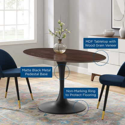 Lippa 60" Wood Oval Dining Table, Wood, Black Dark Brown, 20678