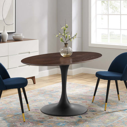 Lippa 60" Wood Oval Dining Table, Wood, Black Dark Brown, 20678