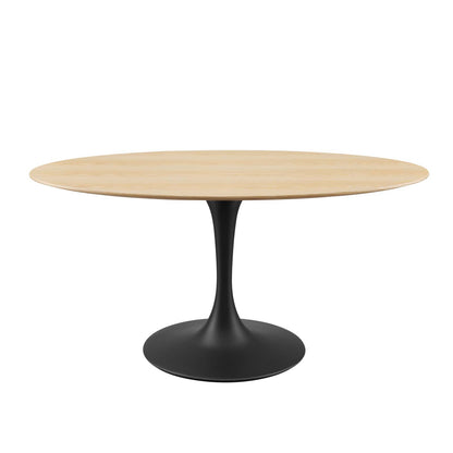 Lippa 60" Wood Oval Dining Table, Wood, Balck Brown Natural, 20679