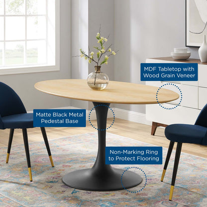 Lippa 60" Wood Oval Dining Table, Wood, Balck Brown Natural, 20679