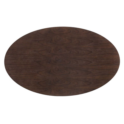 Lippa 78" Wood Oval Dining Table, Wood, Black Dark Brown, 20680