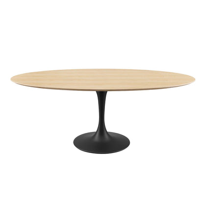 Lippa 78" Wood Oval Dining Table, Wood, Balck Brown Natural, 20681