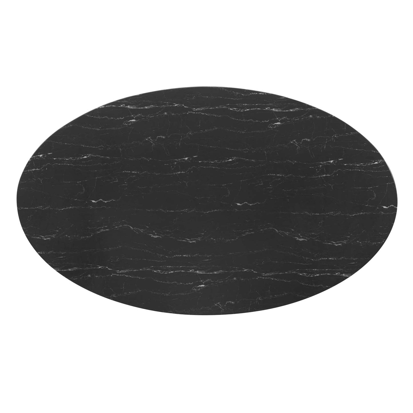 Lippa 78" Oval Artificial Marble Dining Table, Artificial Marble, Metal Steel, Black, 20682