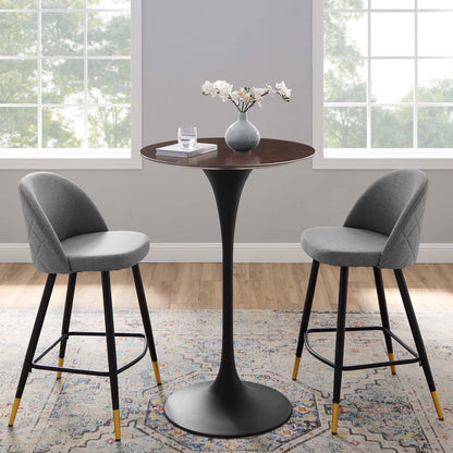 Lippa 28" Wood Bar Table, Wood, Metal Steel, Black Dark Brown, 20683