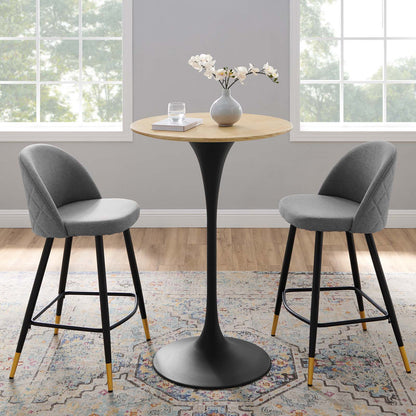 Lippa 28" Wood Bar Table, Wood, Metal Steel, Balck Brown Natural, 20684