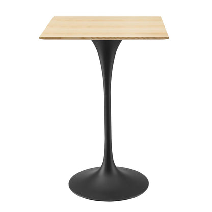 Lippa 28" Square Wood Bar Table, Wood, Metal Steel, Balck Brown Natural, 20686