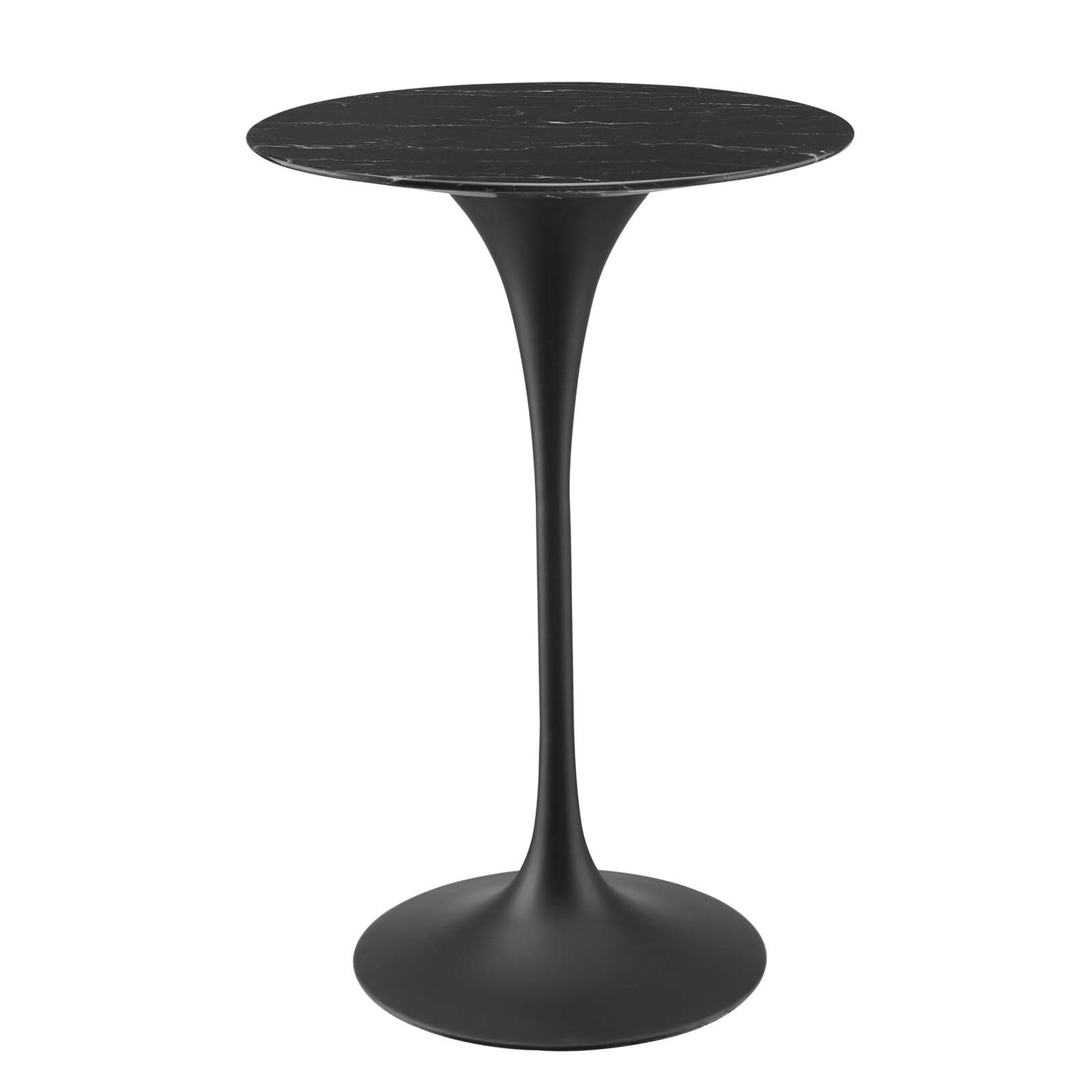 Lippa 28" Artificial Marble Bar Table, Artificial Marble, Metal Steel, Black, 20687