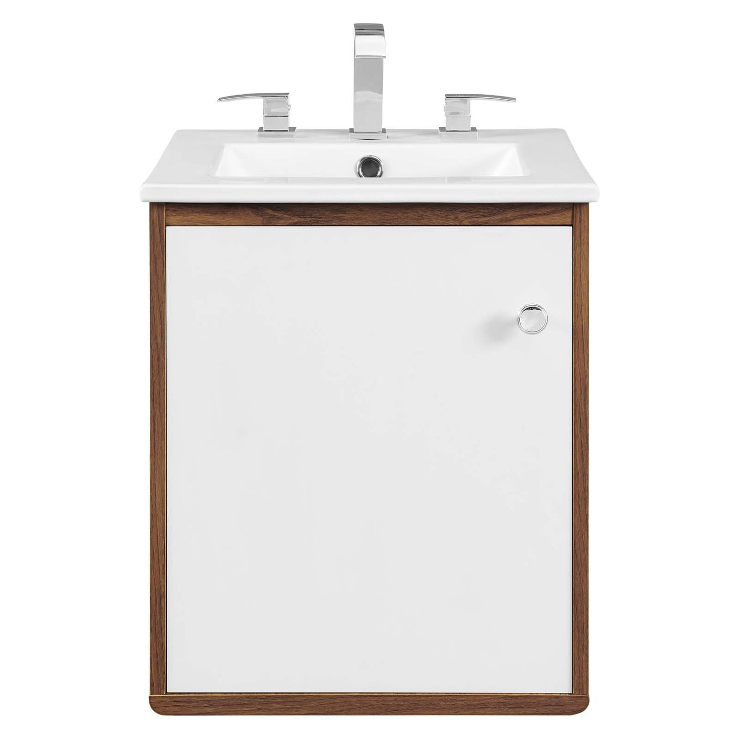 Transmit 18" Wall-Mount Bathroom Vanity, Wood, Brown Walnut White, 20688