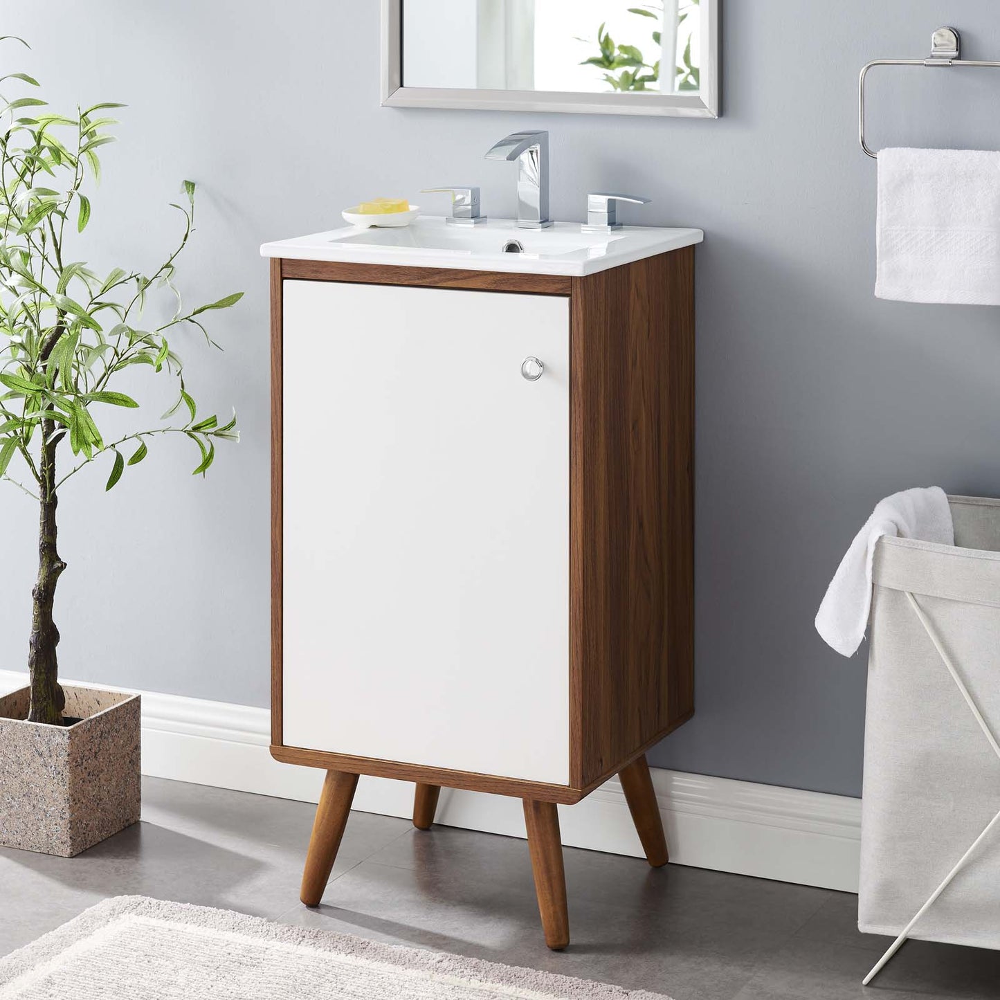 Transmit 18" Bathroom Vanity, Wood, Brown Walnut White, 20689