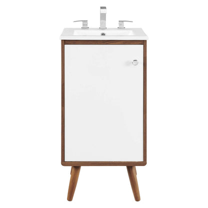 Transmit 18" Bathroom Vanity, Wood, Brown Walnut White, 20689