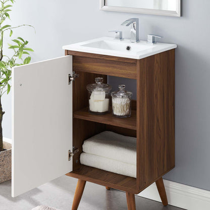 Transmit 18" Bathroom Vanity, Wood, Brown Walnut White, 20689
