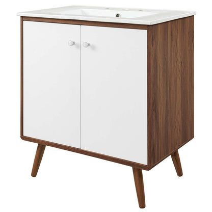 Transmit 30" Bathroom Vanity, Wood, Brown Walnut White, 20691