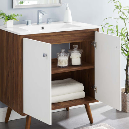 Transmit 30" Bathroom Vanity, Wood, Brown Walnut White, 20691