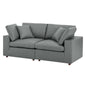 Commix Down Filled Overstuffed Vegan Leather Loveseat, Faux Vegan Leather, Grey Gray, 20694