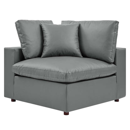Commix Down Filled Overstuffed Vegan Leather Loveseat, Faux Vegan Leather, Grey Gray, 20694