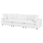 Commix Down Filled Overstuffed Vegan Leather 3-Seater Sofa, Faux Vegan Leather, White, 20699