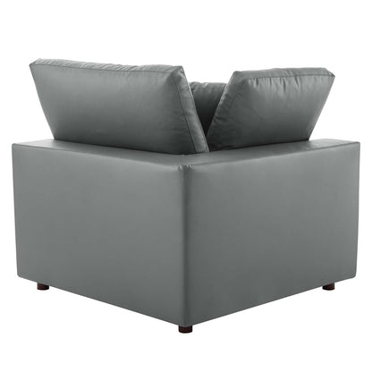 Commix Down Filled Overstuffed Vegan Leather 4-Piece Sectional Sofa, Faux Vegan Leather, Grey Gray, 20700