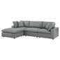 Commix Down Filled Overstuffed Vegan Leather 4-Piece Sectional Sofa, Faux Vegan Leather, Grey Gray, 20700