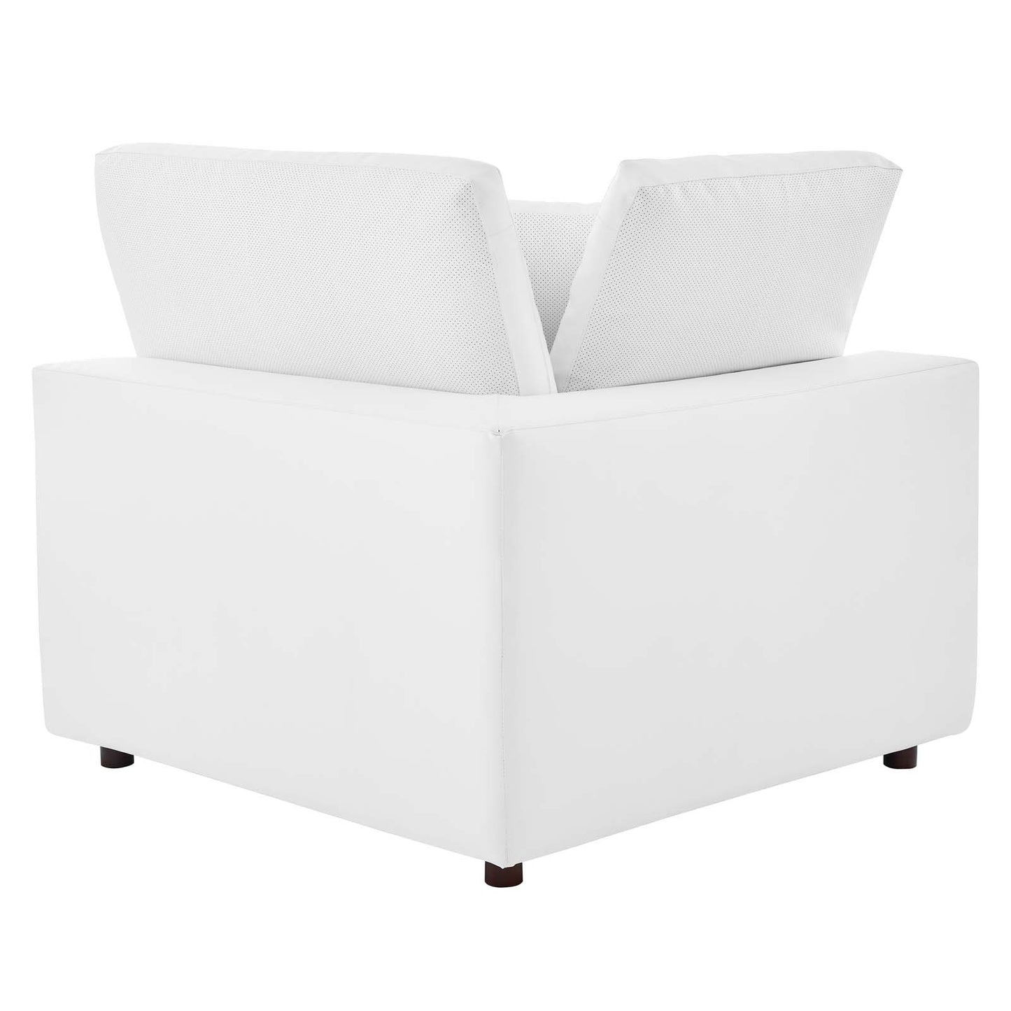Commix Down Filled Overstuffed Vegan Leather 4-Piece Sectional Sofa, Faux Vegan Leather, White, 20702