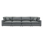Commix Down Filled Overstuffed Vegan Leather 4-Seater Sofa, Faux Vegan Leather, Grey Gray, 20703