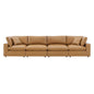 Commix Down Filled Overstuffed Vegan Leather 4-Seater Sofa, Faux Vegan Leather, Tan, 20704