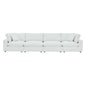 Commix Down Filled Overstuffed Vegan Leather 4-Seater Sofa, Faux Vegan Leather, White, 20705
