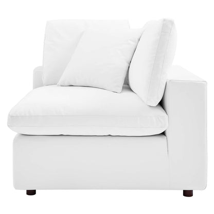 Commix Down Filled Overstuffed Vegan Leather 5-Piece Sectional Sofa, Faux Vegan Leather, White, 20708