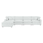 Commix Down Filled Overstuffed Vegan Leather 5-Piece Sectional Sofa, Faux Vegan Leather, White, 20708