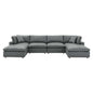 Commix Down Filled Overstuffed Vegan Leather 6-Piece Sectional Sofa, Faux Vegan Leather, Grey Gray, 20709