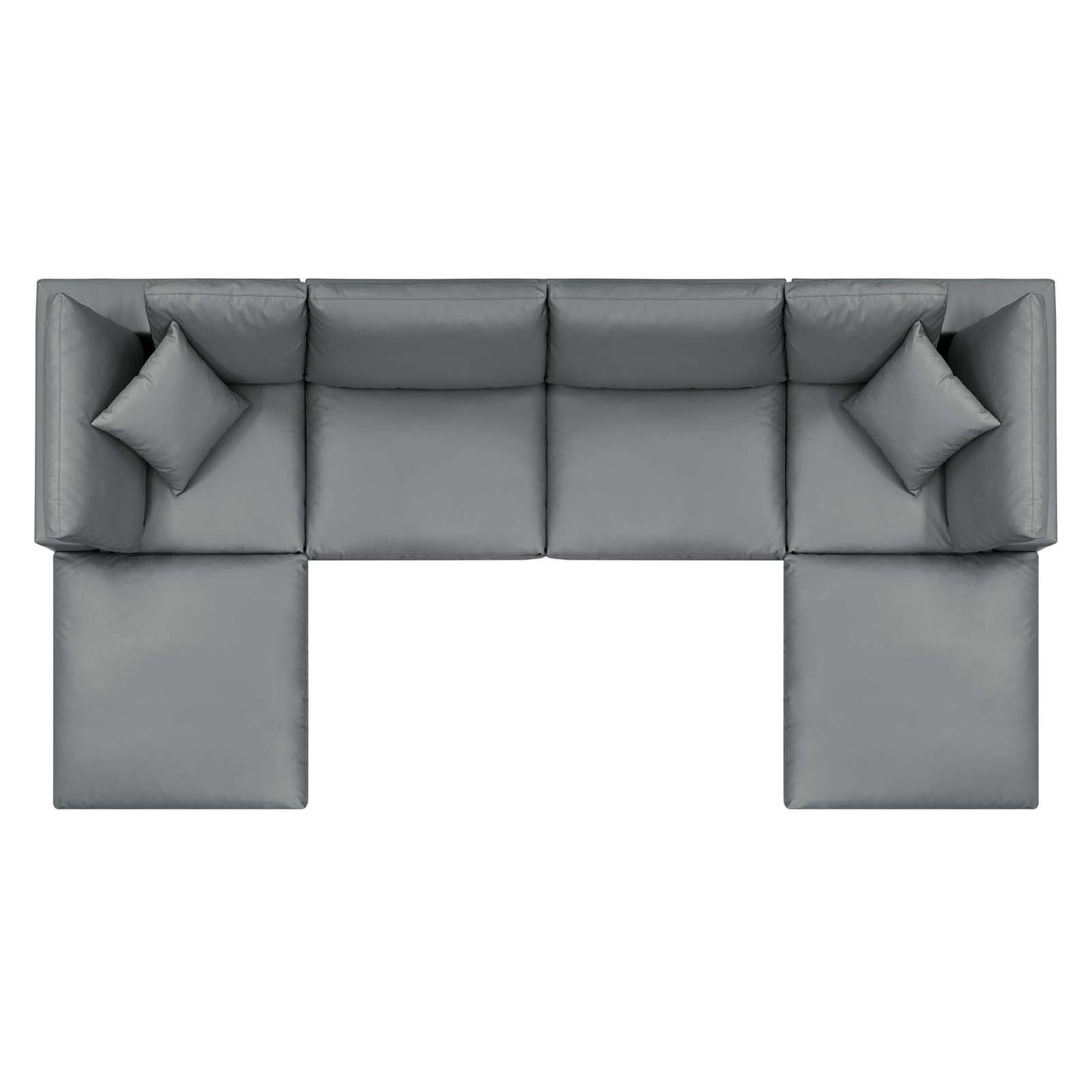 Commix Down Filled Overstuffed Vegan Leather 6-Piece Sectional Sofa, Faux Vegan Leather, Grey Gray, 20709