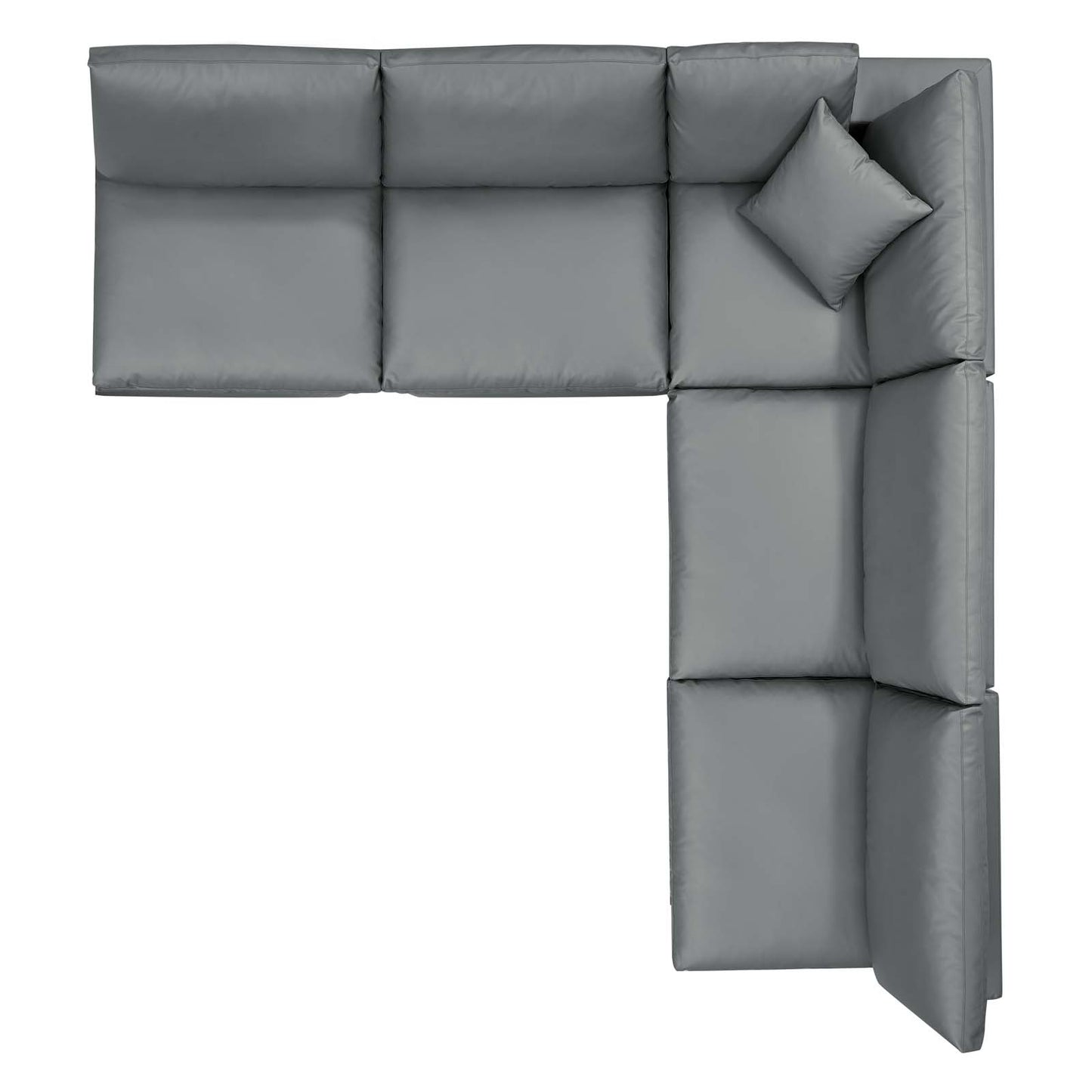 Commix Down Filled Overstuffed Vegan Leather 5-Piece Sectional Sofa, Faux Vegan Leather, Grey Gray, 20712