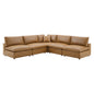 Commix Down Filled Overstuffed Vegan Leather 5-Piece Sectional Sofa, Faux Vegan Leather, Tan, 20713