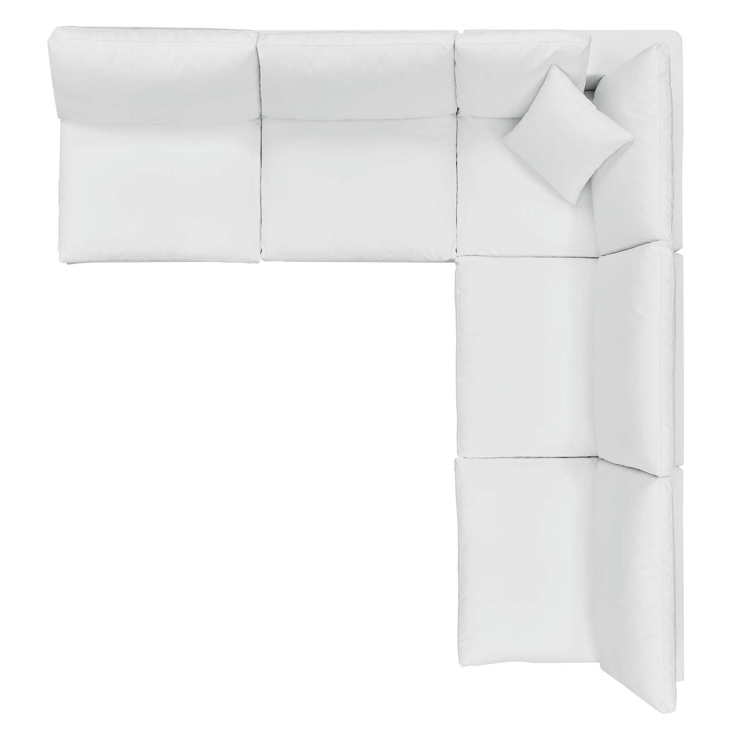 Commix Down Filled Overstuffed Vegan Leather 5-Piece Sectional Sofa, Faux Vegan Leather, White, 20714