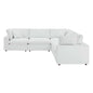 Commix Down Filled Overstuffed Vegan Leather 5-Piece Sectional Sofa, Faux Vegan Leather, White, 20717