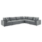 Commix Down Filled Overstuffed Vegan Leather 6-Piece Sectional Sofa, Faux Vegan Leather, Grey Gray, 20718