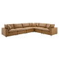 Commix Down Filled Overstuffed Vegan Leather 6-Piece Sectional Sofa, Faux Vegan Leather, Tan, 20719