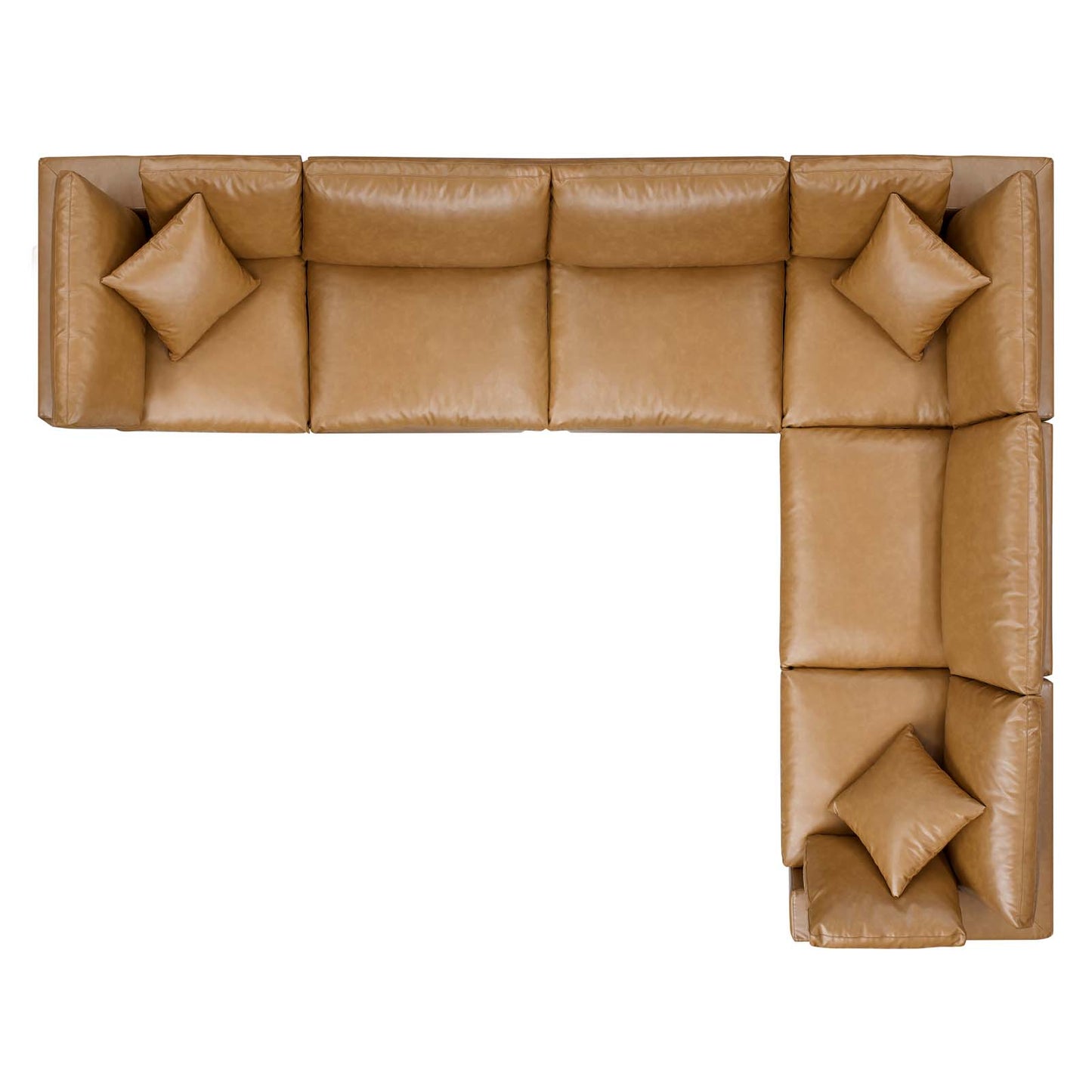 Commix Down Filled Overstuffed Vegan Leather 6-Piece Sectional Sofa, Faux Vegan Leather, Tan, 20719