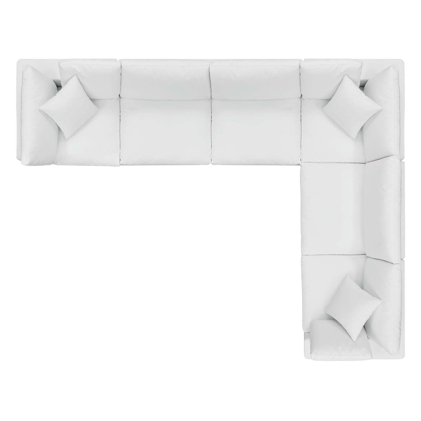 Commix Down Filled Overstuffed Vegan Leather 6-Piece Sectional Sofa, Faux Vegan Leather, White, 20720