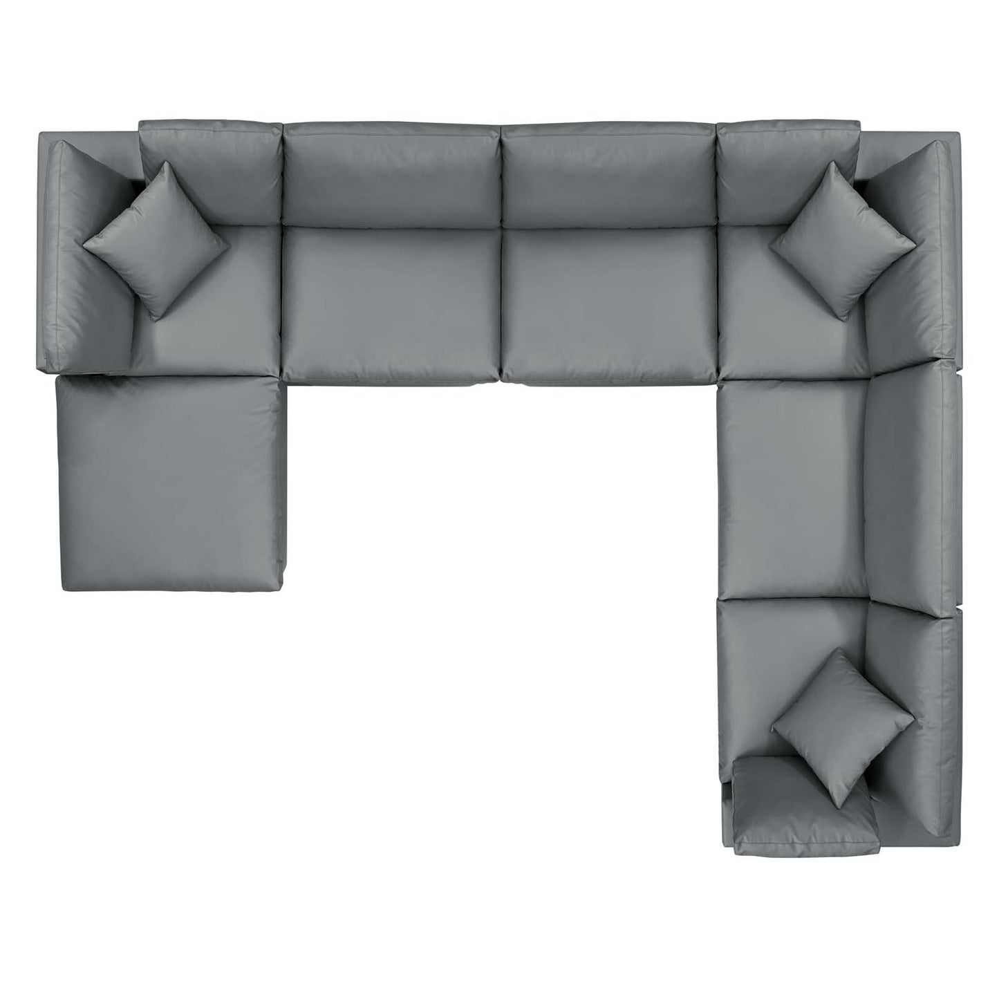 Commix Down Filled Overstuffed Vegan Leather 7-Piece Sectional Sofa, Faux Vegan Leather, Grey Gray, 20721