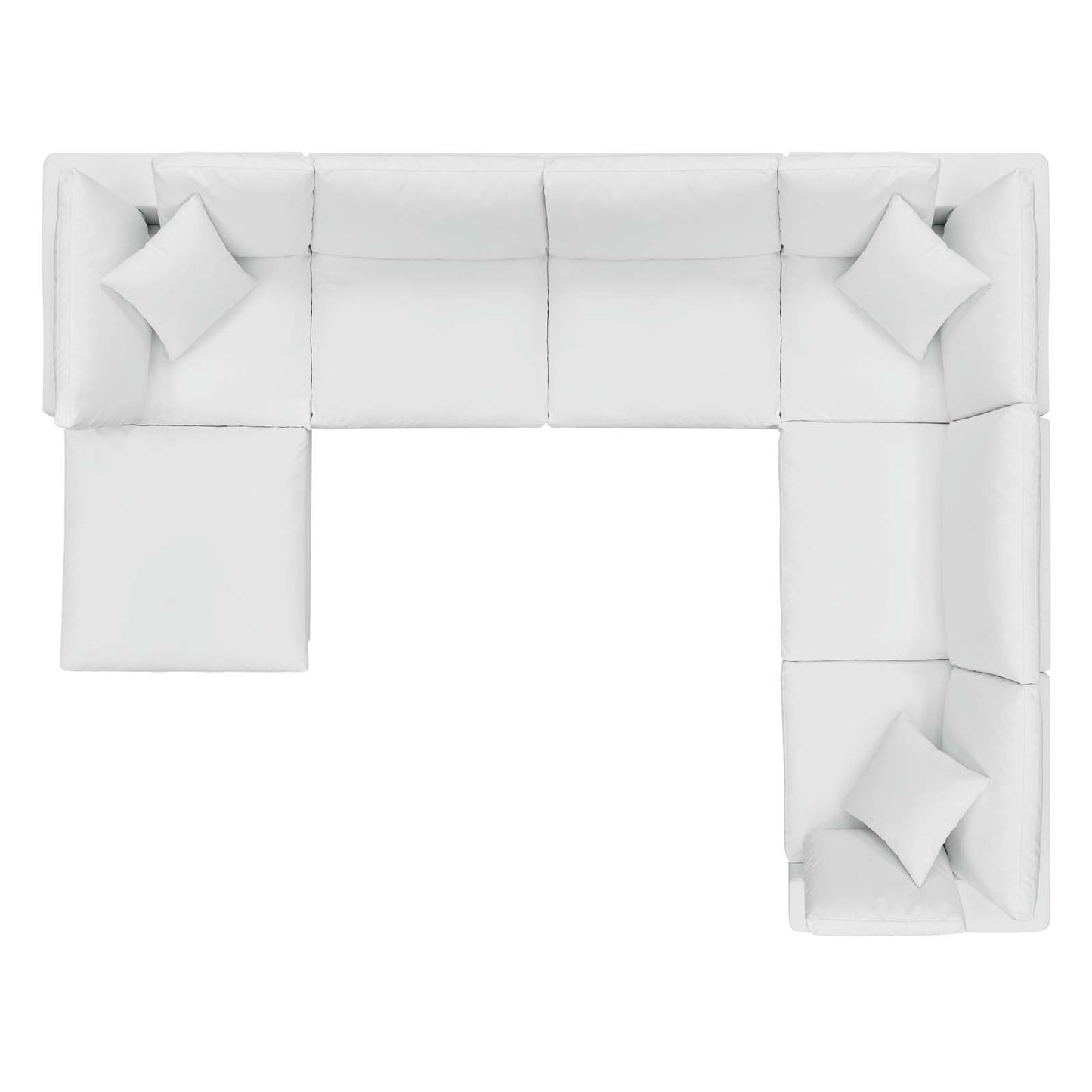 Commix Down Filled Overstuffed Vegan Leather 7-Piece Sectional Sofa, Faux Vegan Leather, White, 20723